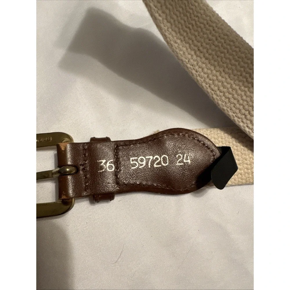 LEATHER MAN LTD‎ Belt Mens Sz42 Gamefish Navy Ribbon Leather Canvas Brass 1.25